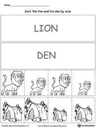 Animal Sort By Size Lion And His Den Daniel And The Lions Early Childhood Math Preschool Learning Activities