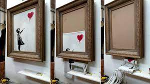 Now, banksy has uploaded a video suggesting the entire canvas was supposed to shred, and not just two thirds of it. Banksy Reveals He Meant To Shred Entire 1m Girl With Balloon Painting Ents Arts News Sky News