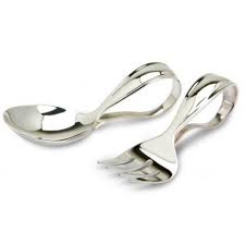 Sterling Silver Loop Baby Spoon Fork Set