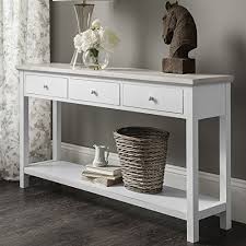 Console Table 3 Drawers White With Shelf Premium Https Www Amazon Co Uk Dp B01 White Console Table Console Table Living Room Wooden Console Table