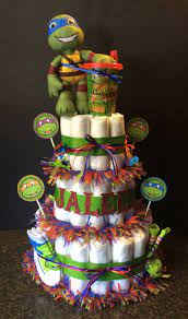 Ninja Turtles Diaper Cake Turtle Baby Shower Turtle Diaper Cakes Baby Boy Cakes