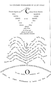 Guillaume Apollinaire La Colombe Poignardee Et Le Jet D Eau From Calligrammes Poems Of Peace And War 1913 1916 Text Art Poems Visual Poetry