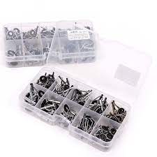 80pcs Lot Fishing Rod Guide Guides Tip Set Repair Kit Diy Eye Rings Different Size Stainless Steel Frames With Fish Fishing Rod Eye Ring Telescopic Fishing Rod
