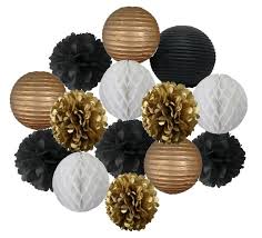 Black And Gold Pom Poms Decorations 1000 Ideas About Black Gold Party On Pinterest Gold Party Black Gold Party Gold Party 50th Birthday Party