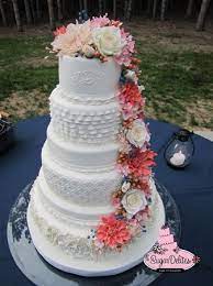 Double Wedding Ring Onlay Sugar Flowers Cake Elegant Wedding Cakes Floral Cake