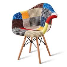 Patchwork Fabric Eames Chair In 2020 Patchwork Chair Plastic Dining Chairs Colorful Furniture