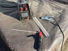 Stick Welder Power Supply With The Electrode Holder Ground Clamp And Welding Electrodes Welding Stick Welding Tips Welding Electrodes