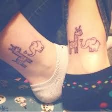 Friendship Tattoo Animal Elephants Giraffe Matching Tattoos Tattoos For Daughters Friend Tattoos
