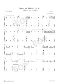 From the al goldstein collection in the pandora music repository at ibiblio.org. Hungarian Rhapsody No 2 Franz Liszt Numbered Musical Notation Preview