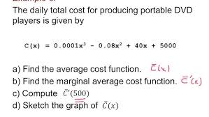 This is the cost function, that is, the cost expressed as a function of: Average Cost And Marginal Average Cost Youtube