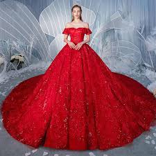 Explore all tones of red with burgundy, cherry and garnet colored bridesmaid dresses. Stunning Red Wedding Dresses 2019 A Line Princess Off The Shoulder Beading Pearl Sequins Lace Flower Short Sleeve Backless Royal Train In 2021 Red Bridal Dress Red Wedding Dresses Red Wedding Gowns