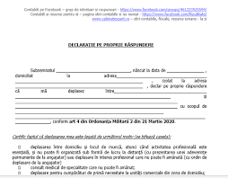 Cererea privind emiterea ordonanței de plată se timbrează la valoarea de 200 lei, conform art. DeclaraÈ›ie Pe Proprie RÄƒspundere Conform OrdonanÈ›ei Militare Nr 2 2020 Model Cabinetexpert Ro Blog Contabilitate