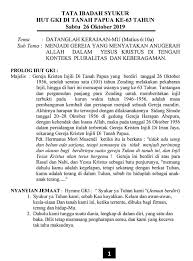 Gw bekerja di salah satu leasing motor terkenal di kota gw, saat itu hari panas nya luar biasa, akhirnya gw memutuskan untuk mampir ke rumah ibu yg letaknya tak jauh dari klien gw, niat gw saat itu cuma ingin istirahat plus minum air dingin gan. Liturgi Ibadah Hut Gki Di Tanah Papua Ke Pam Jemaat Gki Siloam Waena Facebook