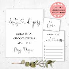 Your guests won't believe how great your baby shower looks these printable baby shower games include all types of games from the hilarious to the sentimental. Free Printable Baby Shower Dirty Diaper Chocolate Poop Game Penny Lane Stationery
