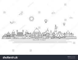 Delhi Detailed Skyline Travel And Tourism Background Vector Background Line Illustration Line Art Style Ad Travel And Tourism Tourism Line Illustration