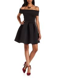 Off The Shoulder Scuba Skater Dress Lace Skater Dress Pleated Skater Dress Black Flare Dress
