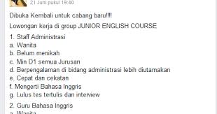 30 menit tanda tangan : Cek Karir Lowongan Kerja Group Junior English Course Juni 2016