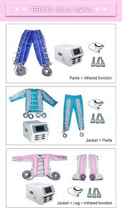 The measures of this foot circulation machine for legs and feet are 15.6 by 3.8 by 14.6 inches and it weighs 5.4 pounds. Pink And Silver Jacket Pants Pressotherapy Body Massage Machine China Factory Suppliers Manufacturers