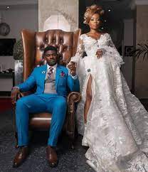 Happy Bride Successful Wedding Day Congrats To The Bride And Groom Myafrocaribbeanwedding Bri In 2020 Black Bride Dresses With Sleeves Wedding Dresses