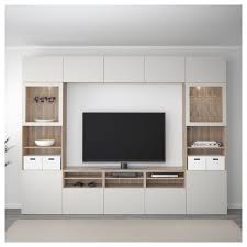 Besta Tv Storage Combination Glass Doors Walnut Effect Light Gray Lappviken Light Gray Clear Glass Ikea Living Room Tv Wall Tv Storage Living Room Tv
