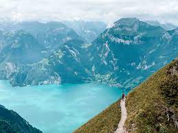 Panorama of the hiking path linking the fronalpstock to the chlingenstock all along through the ridge line. Stoos Ridge Hike Amazing Views Towards 7 Switzerland Lakes Evertruelife