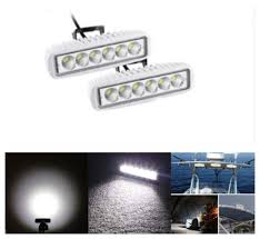 2x White Spreader Led Deck Marine Lights For Boat Spot Light 18w Waterproof Ebay