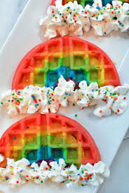 Rainbow Waffles A Magically Delicious Breakfast Recipe Rainbow Waffles Rainbow Food Cute Desserts