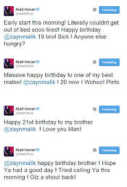 Niall Horan Zayn Malik Birthday Tweets