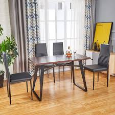 Gorgeous marble design with a dreamy light fitting. Modern Dining Table Dining Chair For Customized Combination 1 Kitchen Room Table 4 Black Chairs 5pcs Table Set Industrial Rectangle Table Pu Leather Upholstered Cushion Side Chairs Buy Online