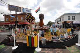 The makeshift memorial and mural outside cup foods where george floyd was murdered by a minneapolis police officer on sunday, may 31, 2020 in. Police Respond To Reports Of Gunshots Near Intersection Where George Floyd Died Reuters