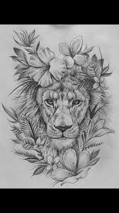 Different Flowers But Love The Face Animal Tattoos Lion Tattoo Lioness Tattoo