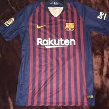 Soccer Jersey Lionel Messi 10 Barcelona Rakuten Jersey Men Home Blue Soccer Tops Tees Short Sleeve Soccer Jersey Jersey Soccer