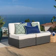 Santa Cruz 2pc Wicker Sectional Sofa Set Gray Christopher Knight Home Outdoor Sectional Couch Wicker Sectional Comfortable Patio Furniture