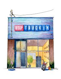 A Watercolor Illustration Of Keeptruckin S Store Front Watercolor Illustration Illustration Watercolor
