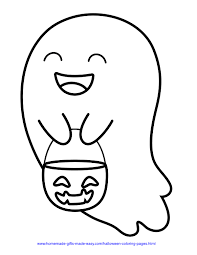 Halloween Coloring Pages Cute Ghost With Trick Or Treat Basket In 2020 Halloween Coloring Pages Halloween Coloring Monster Coloring Pages