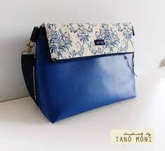 PRETTY BAG táska nagy kék barokk mintás királykék műbőrre