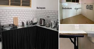 Kabinet dan daun meja dapur. Cara Susun Atur Dapur Tanpa Kabinet Cuma Guna Meja Banquet Tetap Nampak Kemas Cantik Vanilla Kismis