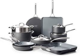 Greenpan Paris Pro Hard Anodized Healthy Ceramic Nonstick Cookware Pots And Pans Set 14 Piece Gray In 2020 Pots And Pans Sets Cookware Set Greenpan