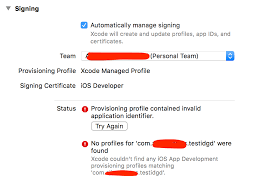 Xcode Ios Provisioning Profile Contained Invalid Application Identifier Stack Overflow