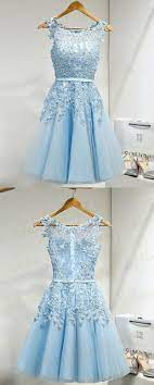 Homecoming Dresses Baby Blue Homecoming Dresses Sweet Fashion Dresses Cheap A Line Dresses With Ap Trendy Party Dresses Tulle Homecoming Dress Short Dresses