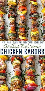The Best Ever Balsamic Grilled Chicken Kabobs Easy Summer Grilling Recipe Healthy Grilling Recipes Kabob Recipes Summer Recipes Dinner