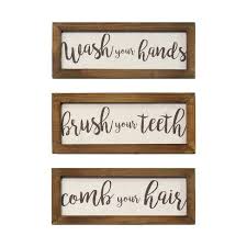 Free click + collect on all orders over $20. Stratton Home Decor Set Of 3 Wash Brush Comb Cursive Quote Print Sign Rustic Farmhouse Washroom Printed Bathroom Rules Decoration Wall Art Brown Target