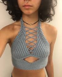 Lace Up Crochet Crop Top Etsy Orgu Dantel Tig Isleri