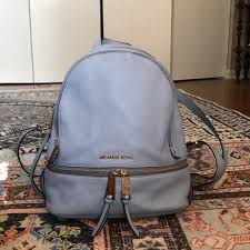 Michael Kors Bags Light Blue Leather Backpack Rare Poshmark