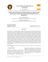 Maybe you would like to learn more about one of these? Pdf Effectiveness Of Contractors All Risk Car Insurance Policies In Road Construction Projects