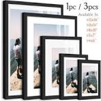 Muurgalerij fotolijsten, mat zwart/hout, 12x16/11x14/8x10/8x8/5x7/4x6 inch,  mat/houtnerf, muurhangende fotolijsten