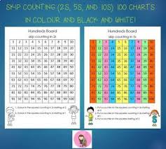 Skip Counting 2s 5s And 10s 100 Chart Colour And Black White