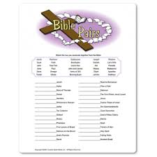 Christian Bridal Shower Game Players Race To Match Up Pairs From The Bible That Aren T Christian Game Christian Bridal Shower Ideas Free Bridal Shower Games