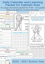 Daily Calendar And Learning Packet For Catholic Kids In 2020 Catholic Kids Catholic Homeschool Catholic Kids Crafts