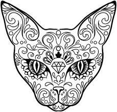 Latinos believe that during the celebration of day of the dead (also called dia de los muertos, from the night of october 31 to november 2), the souls of the departed come back to their families and it's only proper for the family to welcome them with a feast and festivity. Day Of The Dead Cat Sugar Skull Cat Skull Coloring Pages Cat Coloring Page
